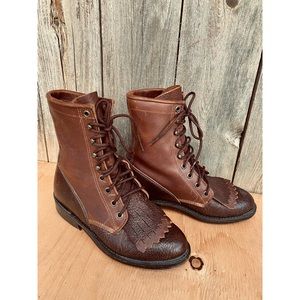 BOULET leather western style combat lace up boots
